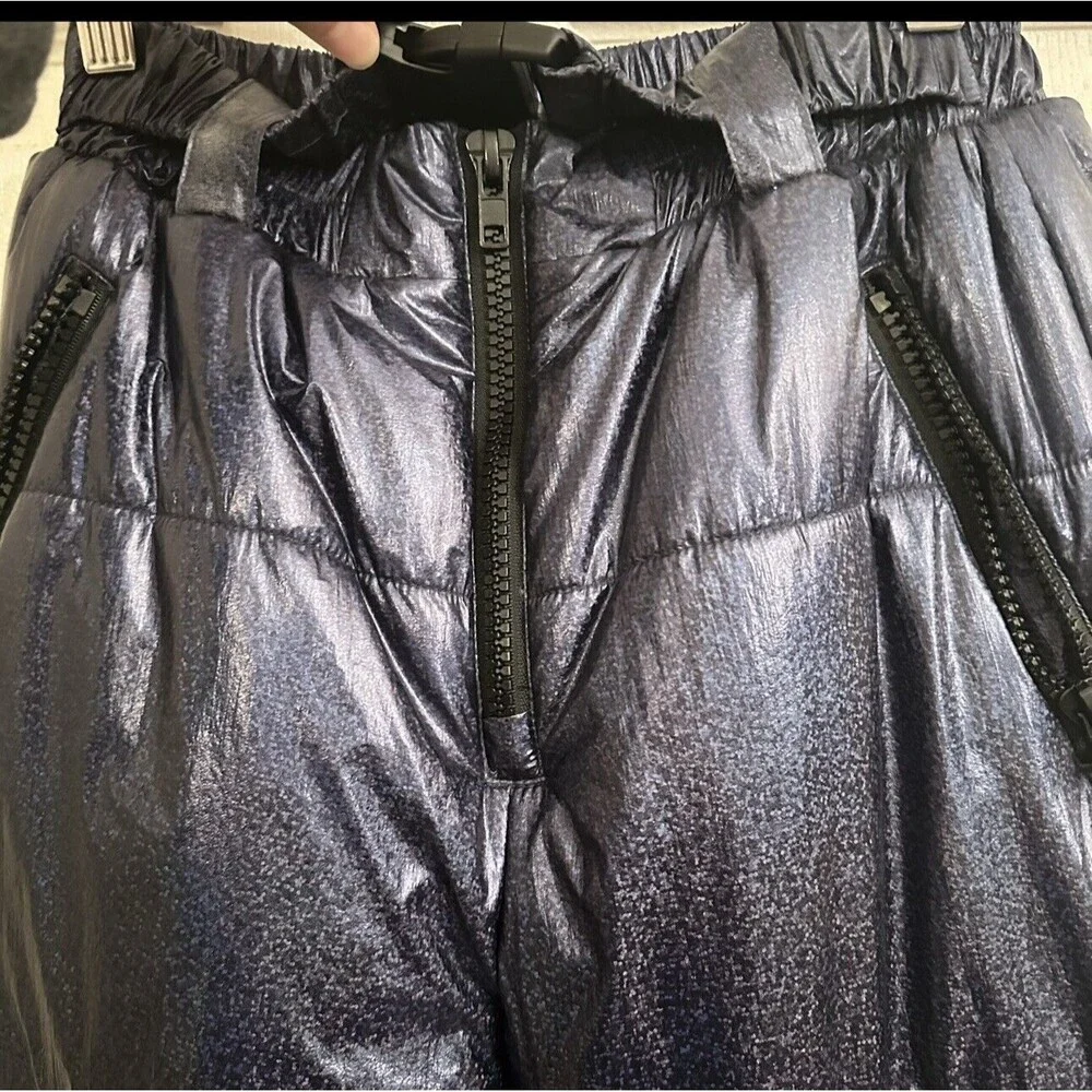 Clubb Exx metallic Blue Ski Snow Pants Xs Dollz Kill Iridescent‎ Puffer Shimmery